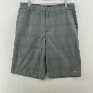 O'Neill Chino Shorts Mens Sz 29 Gray Plaid Slash Pockets Zip Houndstooth Midrise